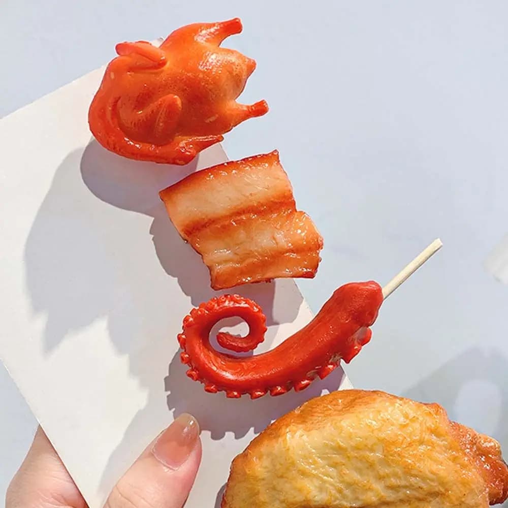 Barrettes et pinces à cheveux pour femmes, style coréen, motifs calmar, rouleaux de bœuf, dumpling, ventre de porc, crevettes Kewei, fast-food