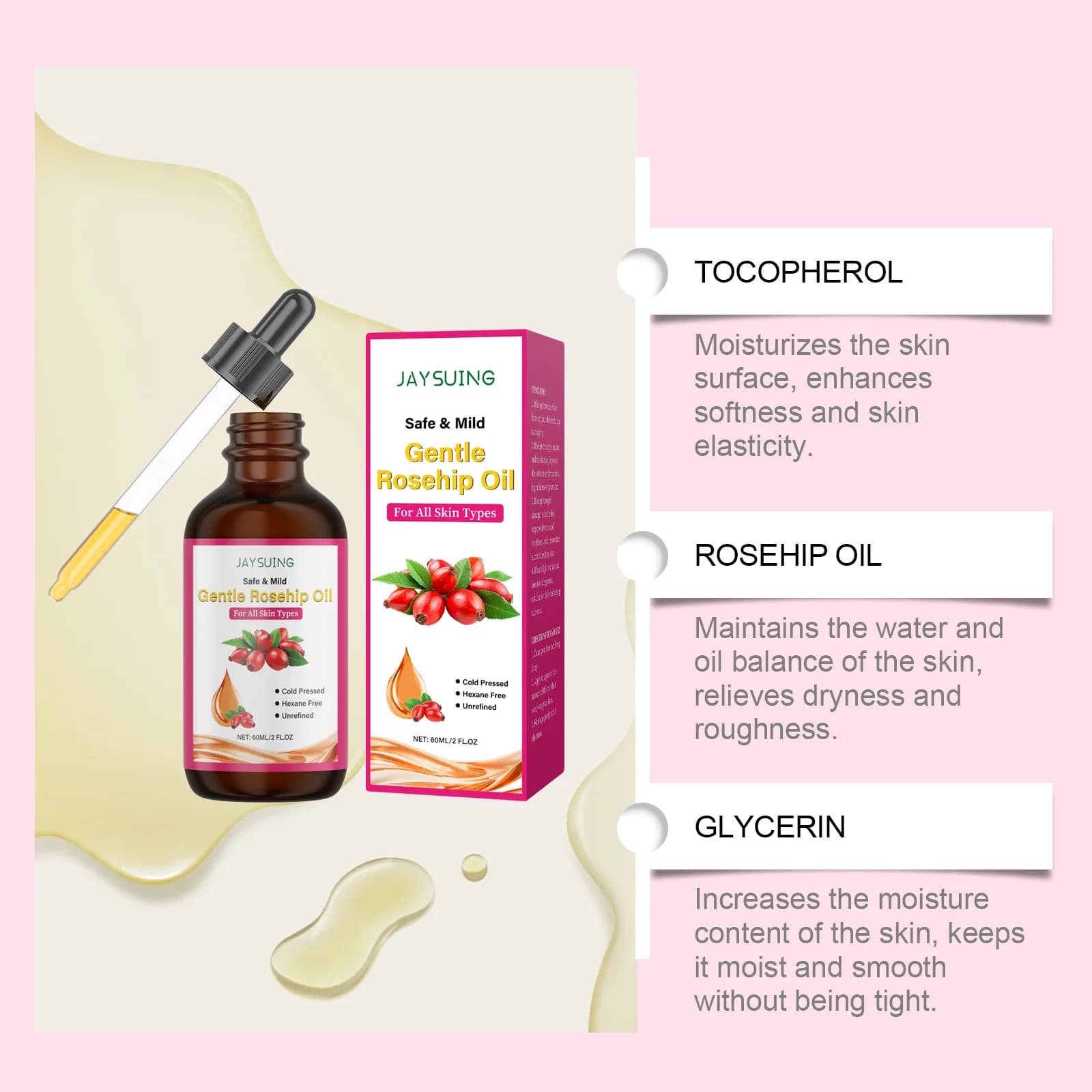 Huile de rose musquée pour le visage