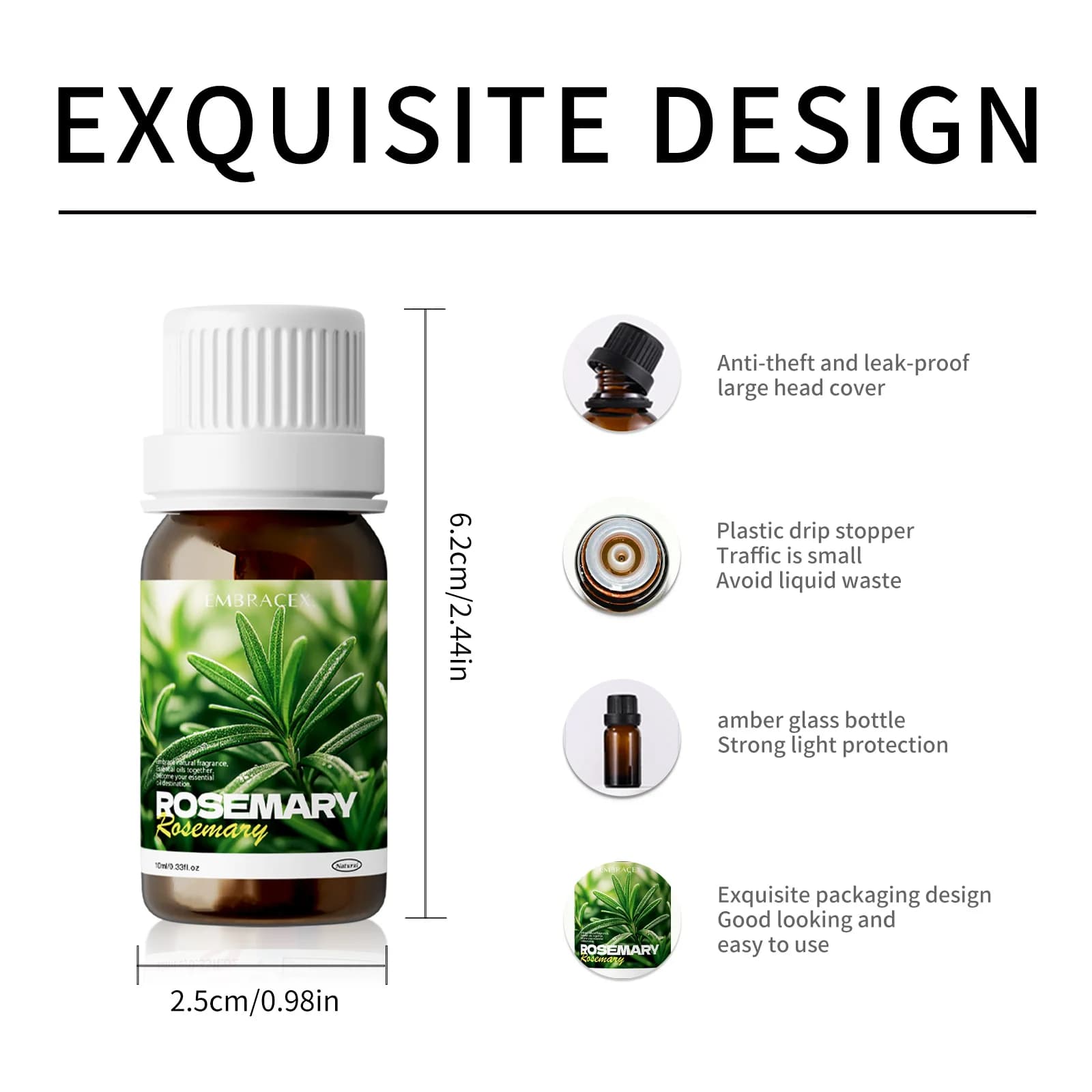 Huiles essentielles de romarin 100% naturelles pures, 10ml, huiles essentielles de qualité supérieure pour les soins capillaires, la peau et l'aromathérapie