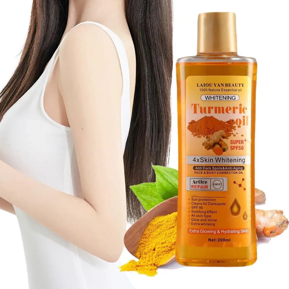 Huile essentielle de curcuma pour le visage et le corps, hydratante et naturelle, soins de la peau lissants, 200ml