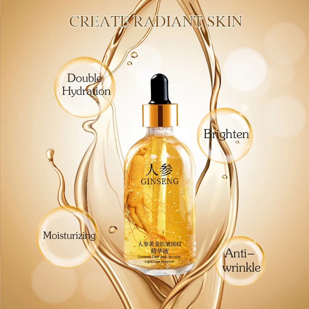 Essence de Ginseng polypeptide, huile essentielle Anti-âge, polypeptide doré, Anti-rides, resserre la peau ample, réduit les ridules