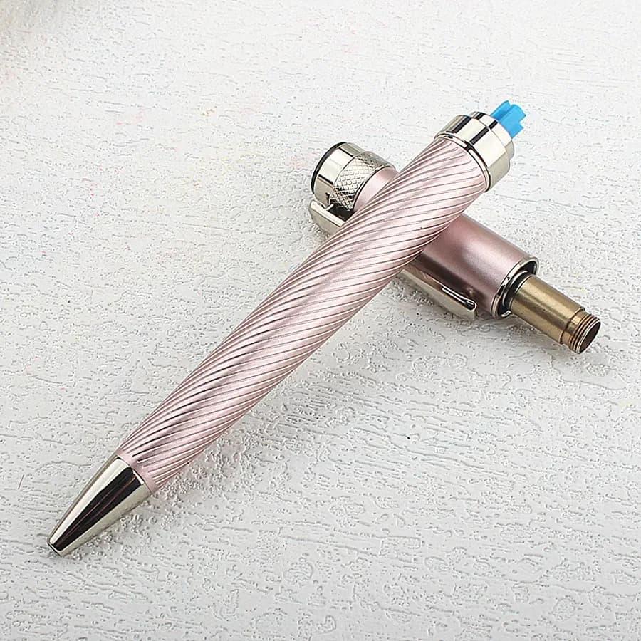 Stylos à bille roulante de luxe pour hommes et femmes, acier inoxydable rose, lignes incurvées, école, bureau, exécutif, entreprise