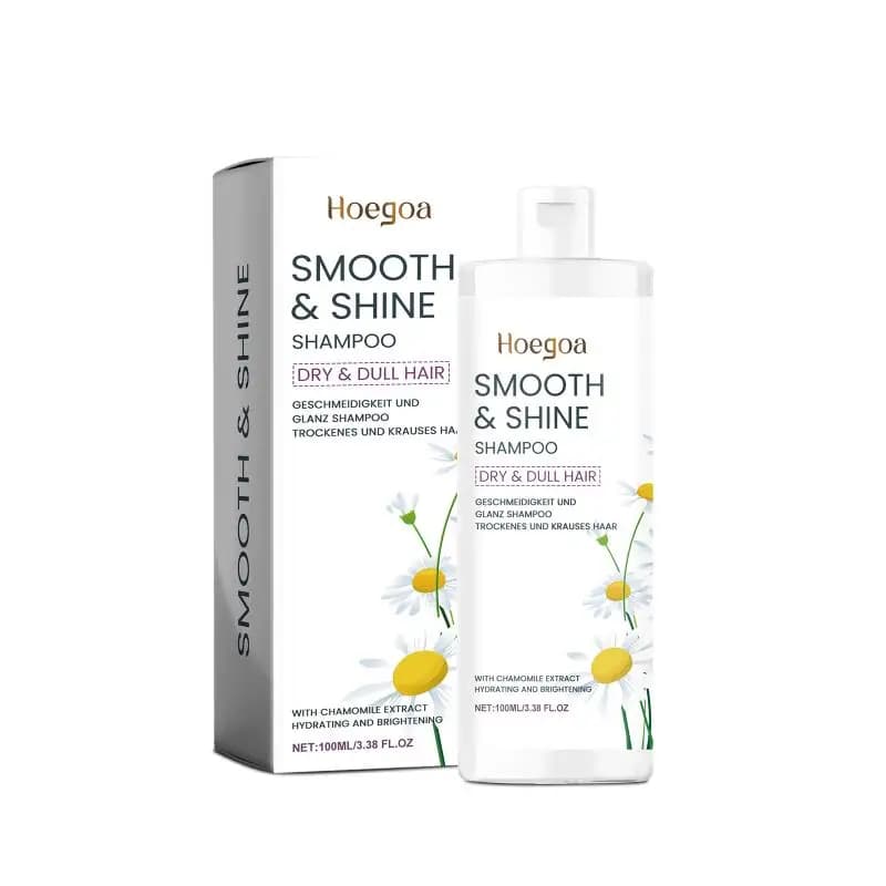 Shampoo à la camomille Hoegoa, soin capillaire hydratant, réparateur, fortifiant, anti-frisottis, avec vitamine E, pour cheveux secs et abîmés, pour des cheveux forts.