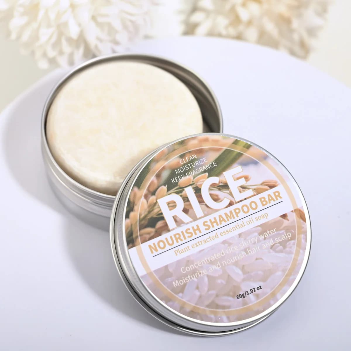 Shampooing Solide à l'Eau de Riz, Savon Capillaire à l'Essence de Lait de Riz, Savon Naturel Nettoyant en Profondeur aux Huiles