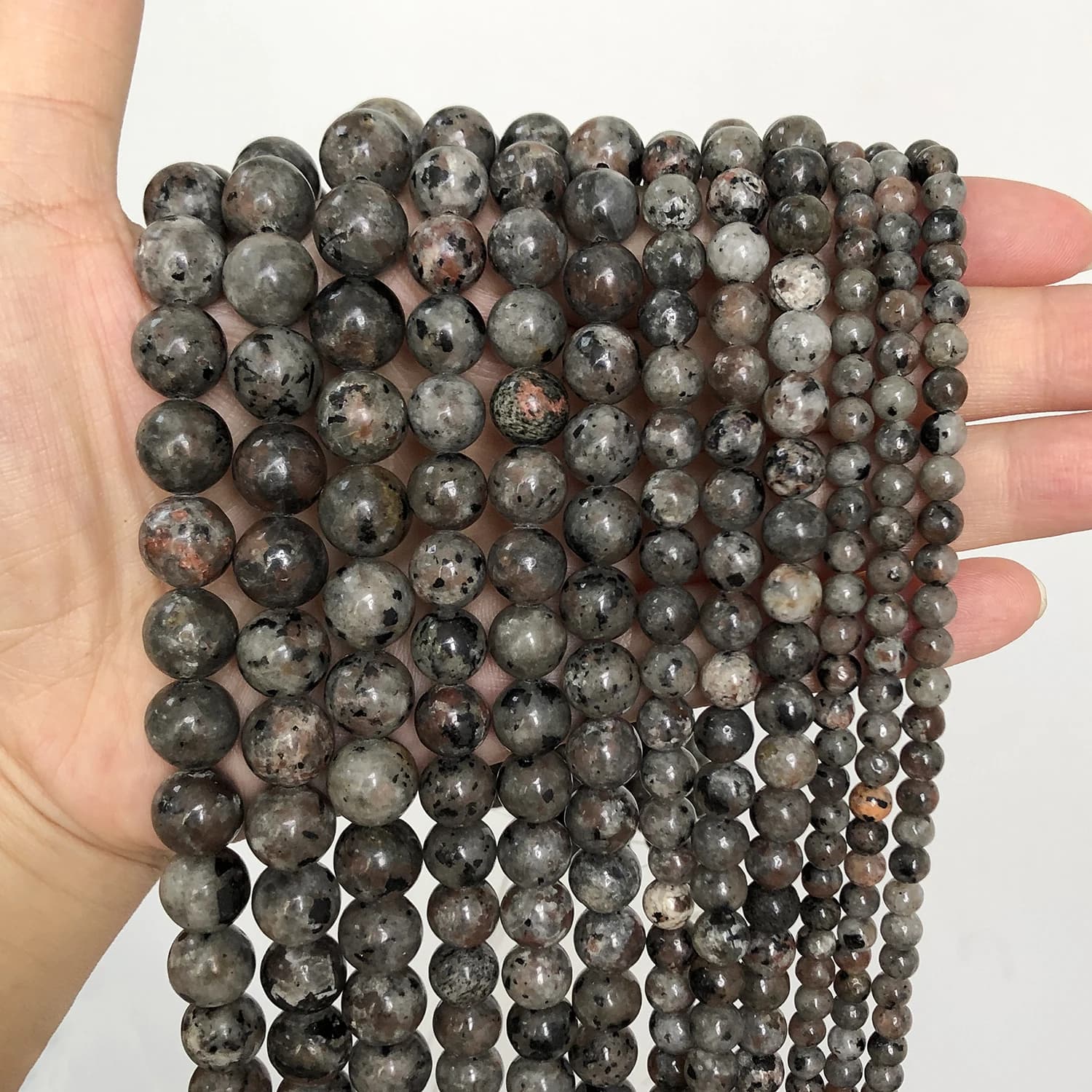 Perles rondes en pierre naturelle de flamme Yooperlite