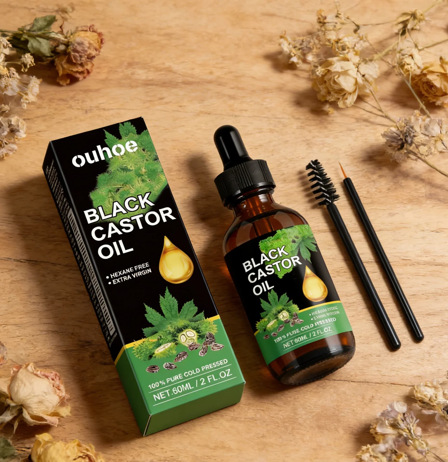 Huile de ricin noire pour la croissance des cheveux, des sourcils et des cils, traitement du cuir chevelu, anti-chute, renforcement, réparation, produits nourrissants pour les soins des cheveux