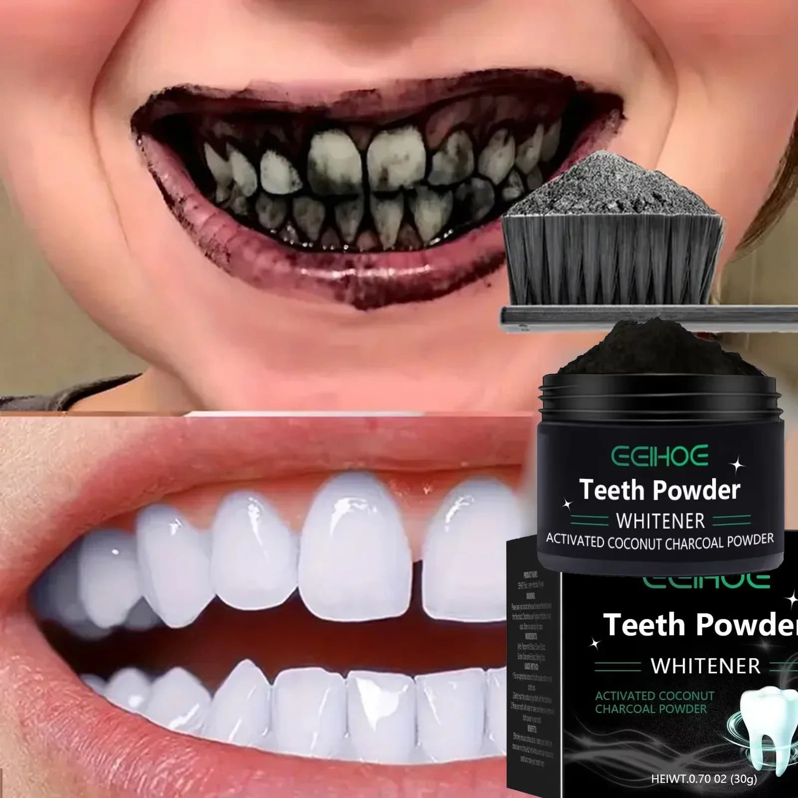 Poudre de blanchiment des dents – Blanchiment naturel et nettoyage en profondeur pour hommes et femmes, dentifrice quotidien à haleine fraîche