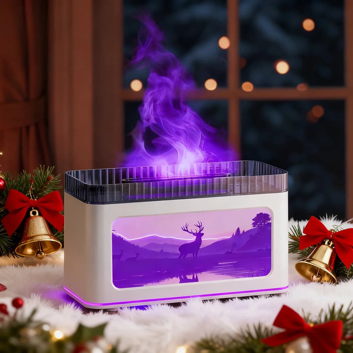 Mini diffuseur d'arôme de cheminée alimenté par USB, 1 pièce, également un humidificateur d'air avec effets de lumière colorés, parfait pour l'humidification de la maison