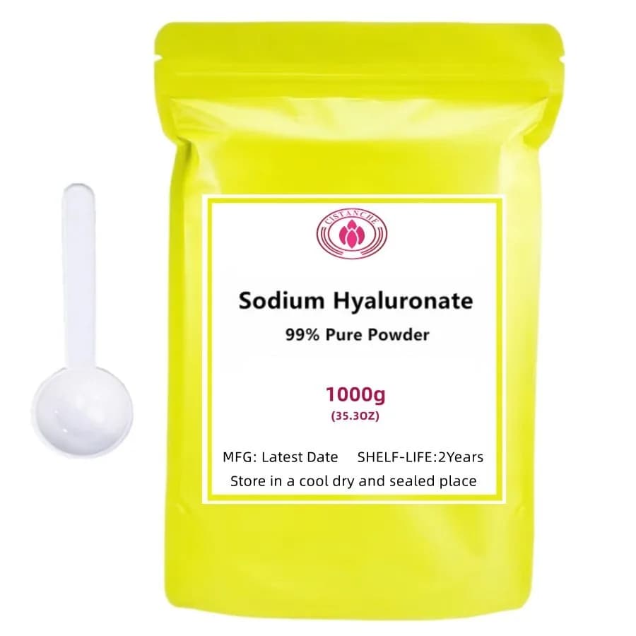Poudre d'Hyaluronate de Sodium Ha de Qualité Alimentaire, Solution de Crosse d'Acide Hyaluronique, Soins de la Peau, Réparation des Matières premières, Masque Facial Hydratant