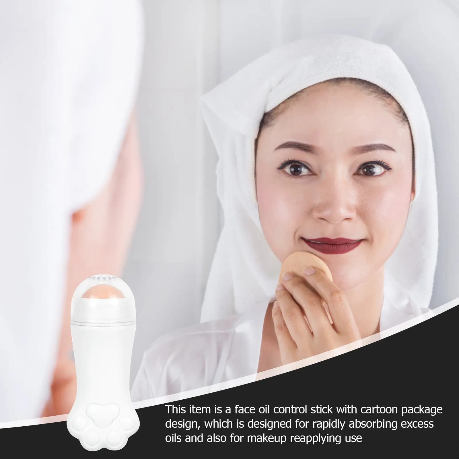 Rouleau absorbant matifiant pour le visage en pierre volcanique