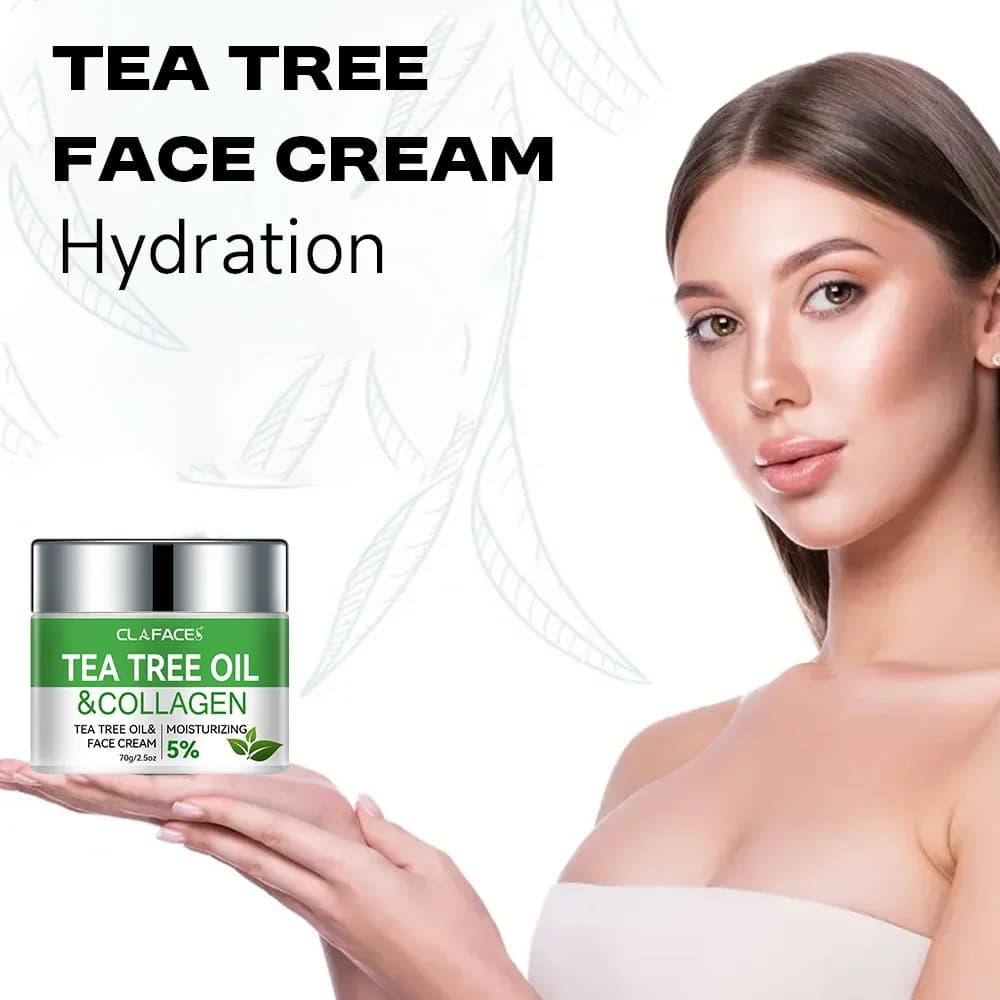 CLAFACES Crème pour le visage à l'huile d'arbre à thé Anti-âge et élimination des taches de rousseur Crème de soin du visage quotidienne avec ingrédients naturels