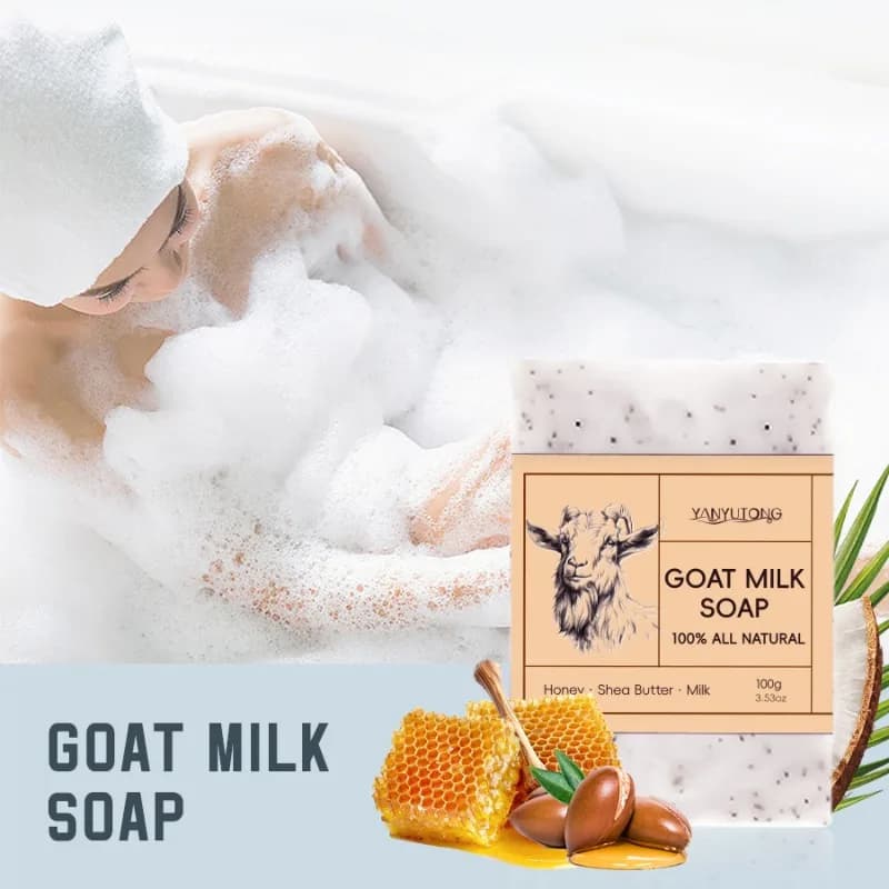 Savon au lait de chèvre 100g, nettoie la peau, nettoie et fait prendre un bain aux peaux, adapté à tous les types de peau