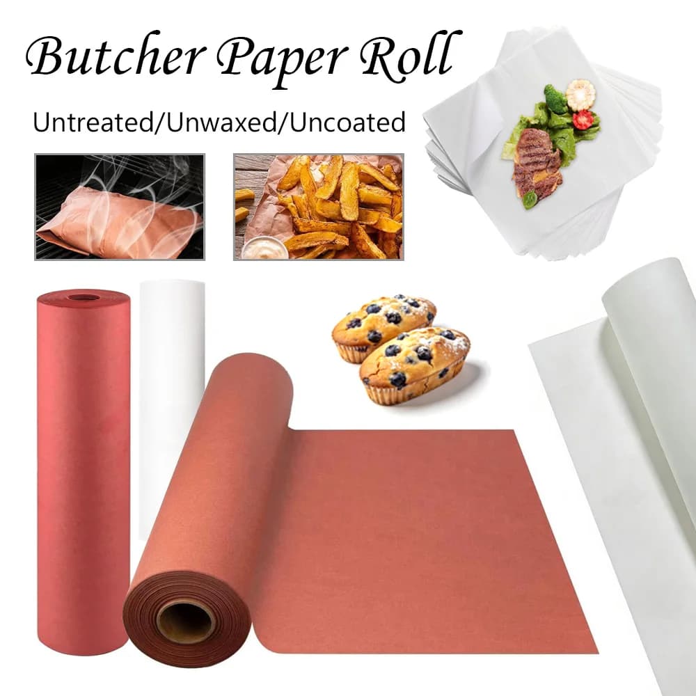 Rouleau de papier de boucher pêche non ciré, 10m, 30cm x 10m, pour barbecue, robuste, pour fumer, viande, poitrine, résistant à l'huile, anti-déchirure, cuisson