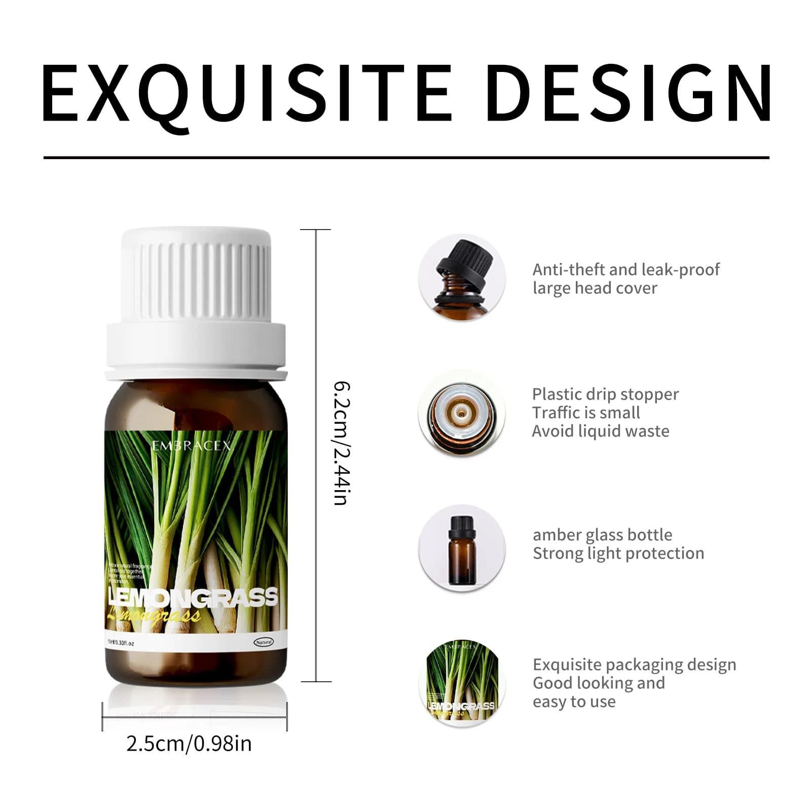 Huiles essentielles de citronnelle, huile essentielle d'aromathérapie à la citronnelle, 100% pure et naturelle