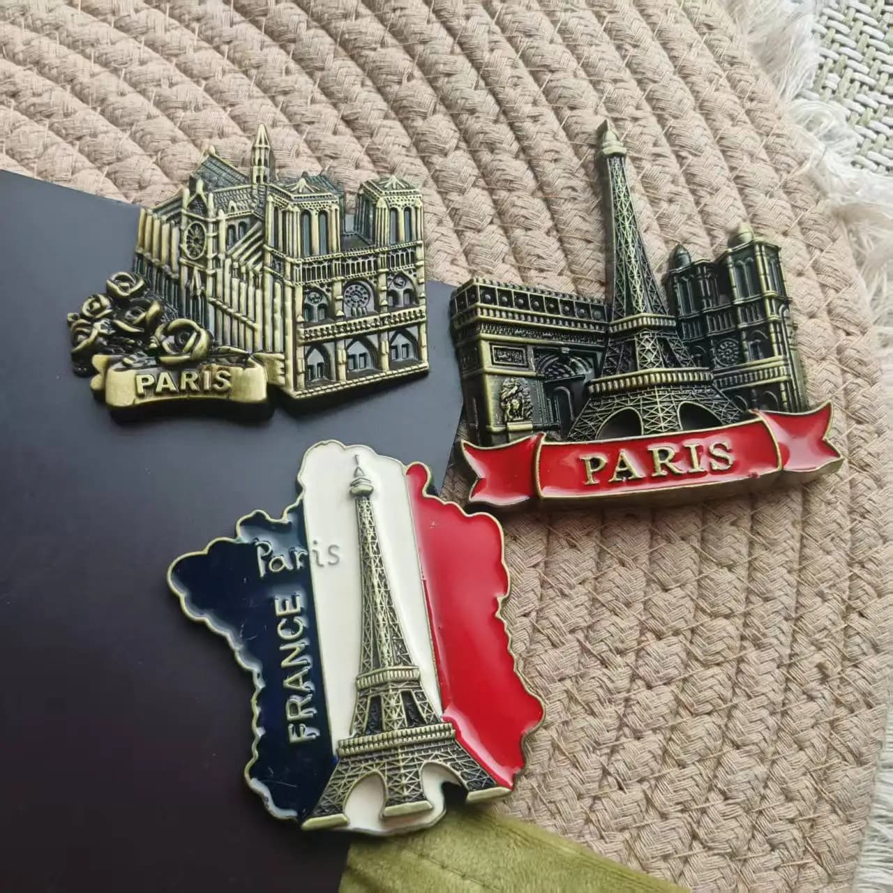 Aimant de réfrigérateur en métal, souvenir de voyage, Paris, France, Qatar, Rome, San Francisco, monuments mondiaux, paysages