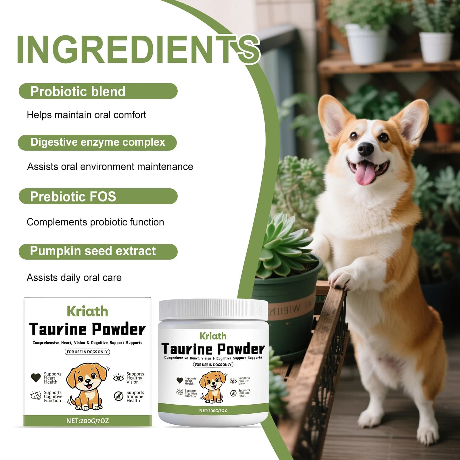  Poudre de Taurine pour Animaux de Compagnie : Soutien Cardiaque, Maintien de la Vision Normale, Amélioration de la Brillance du Pelage – Complément Nutritionnel Quotidien pour Chiens