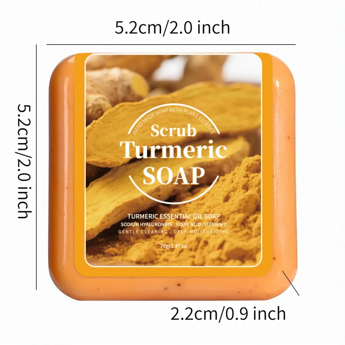 Le savon nettoyant aux huiles essentielles de curcuma contenant l'acide citrique Vc peut nettoyer en profondeur et éclaircir la peau, c'est un savon jetable