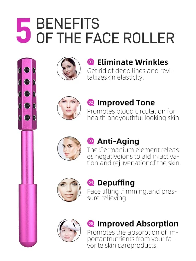 Rouleau de massage facial en pierre de germanium