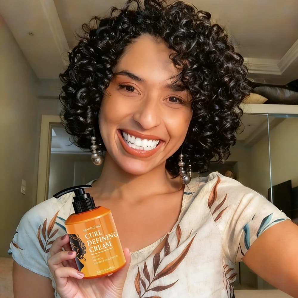 Curl Defining Cream à l'huile d'argan pour boucles ondulées, hydratant pour cheveux et brillance et élasticité profondes, 280 ml