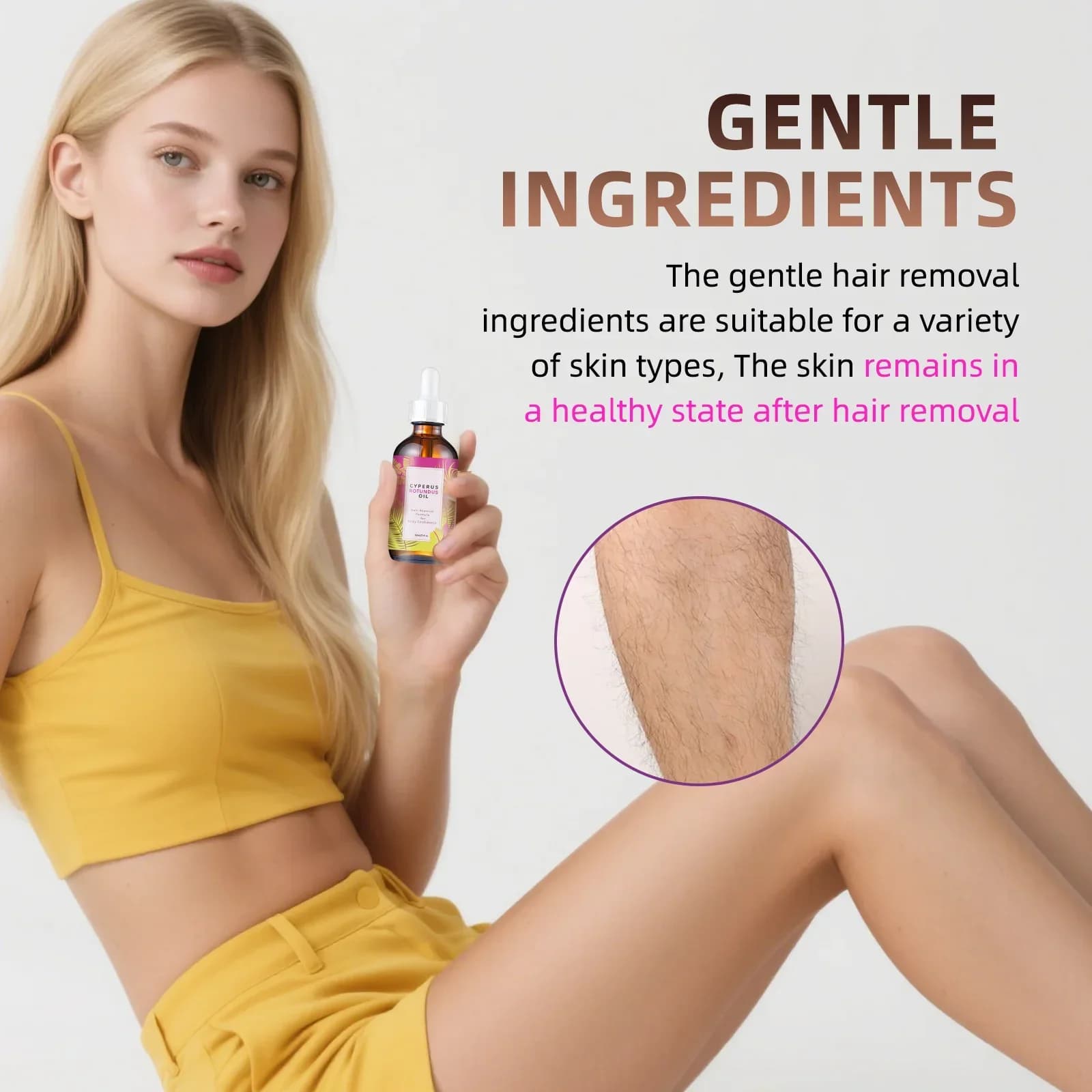 Huile Corporelle Botanique Anti-Croissance des Poils 60ml - Mélange Jojoba & Amande qui ralentit en douceur la croissance des poils et lisse tous les types de peau.
