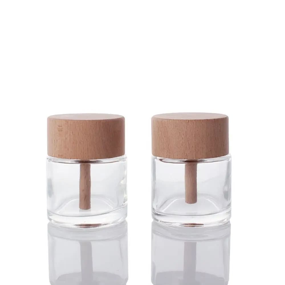 Bouteilles diffuseur de parfum en verre de 50 ml avec bouchon en bois, rechargeables, pour bricolage, pots diffuseurs de parfum, bouteilles d'aromathérapie pour voiture, bouteilles transparentes