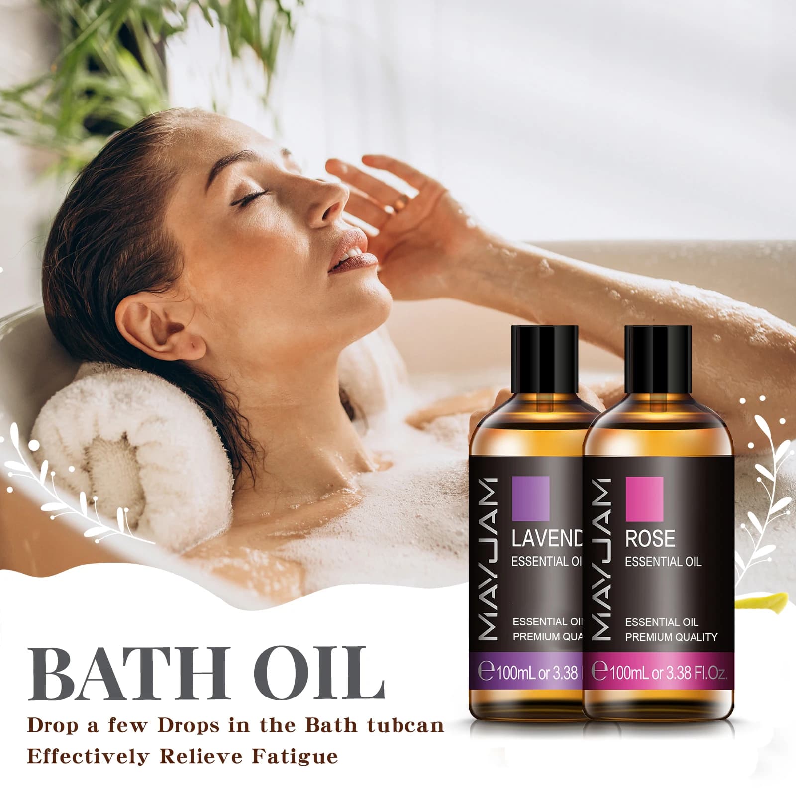 Huile essentielle de lavande 100 ml, huiles essentielles naturelles pures pour favoriser le sommeil, la relaxation, diffuseur d'arômes, huile aromatique, rose, bergamote, ylang ylang