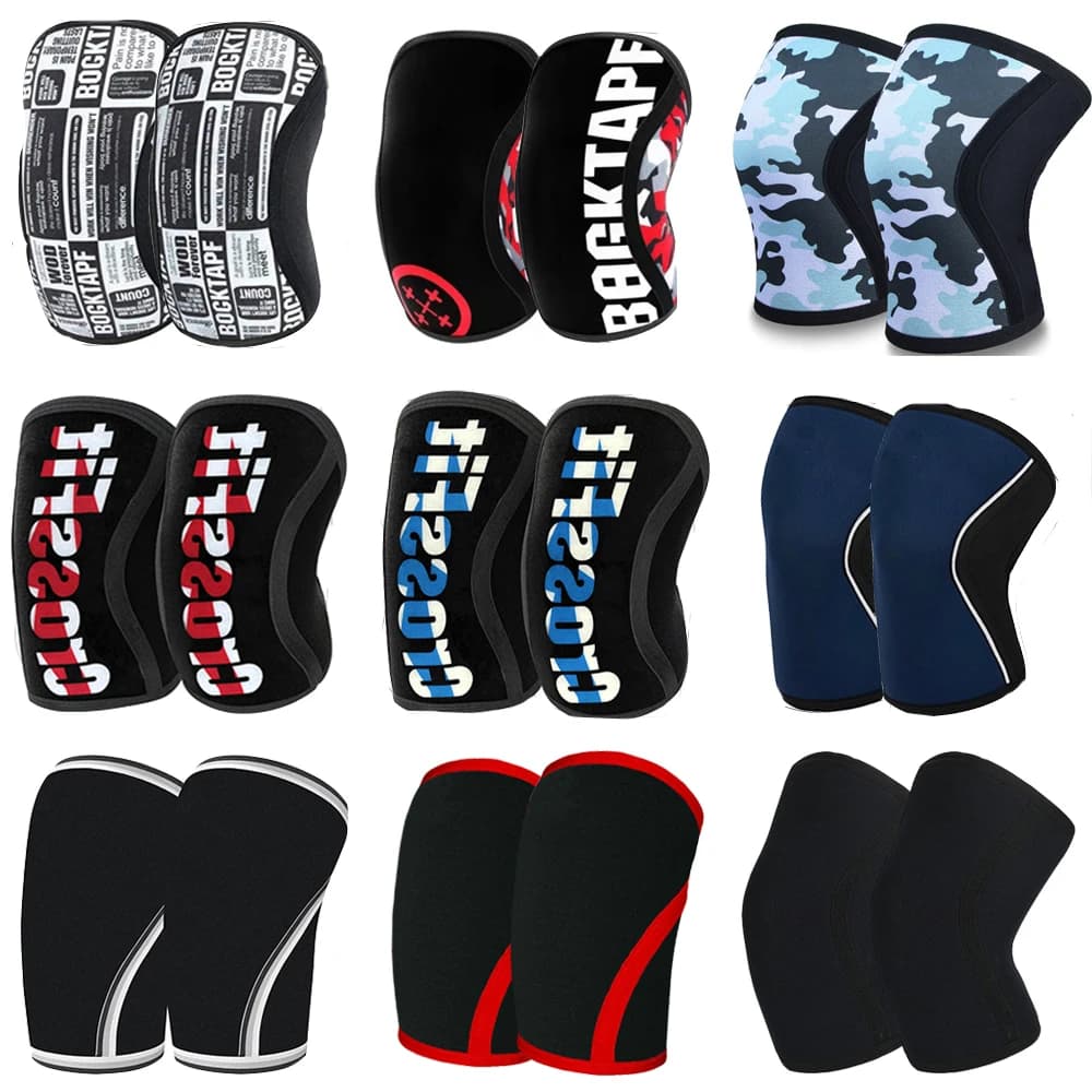 Genouillères de compression Crossfit pour hommes et femmes, genouillères de sport en néoprène, squat WePackage, levage sous pression, manches personnalisées pour adolescents, 7mm