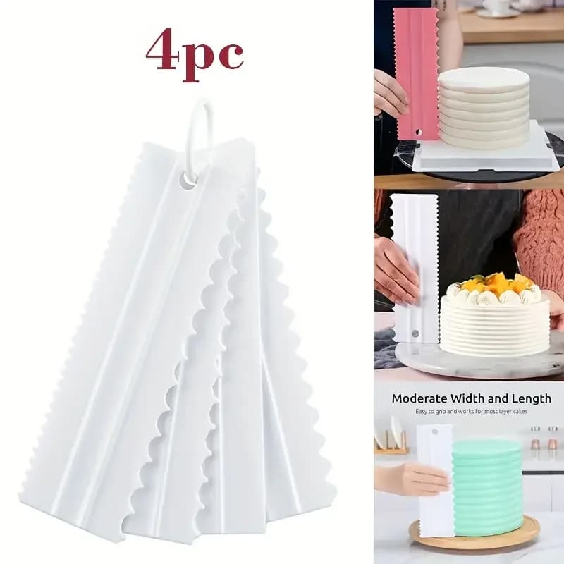 Ensemble de grattoirs à gâteaux 4 pièces, outils de glaçage plus lisses et de décoration de gâteaux pour crème au beurre, Fondant, biscuits, fournitures de cuisson professionnelles