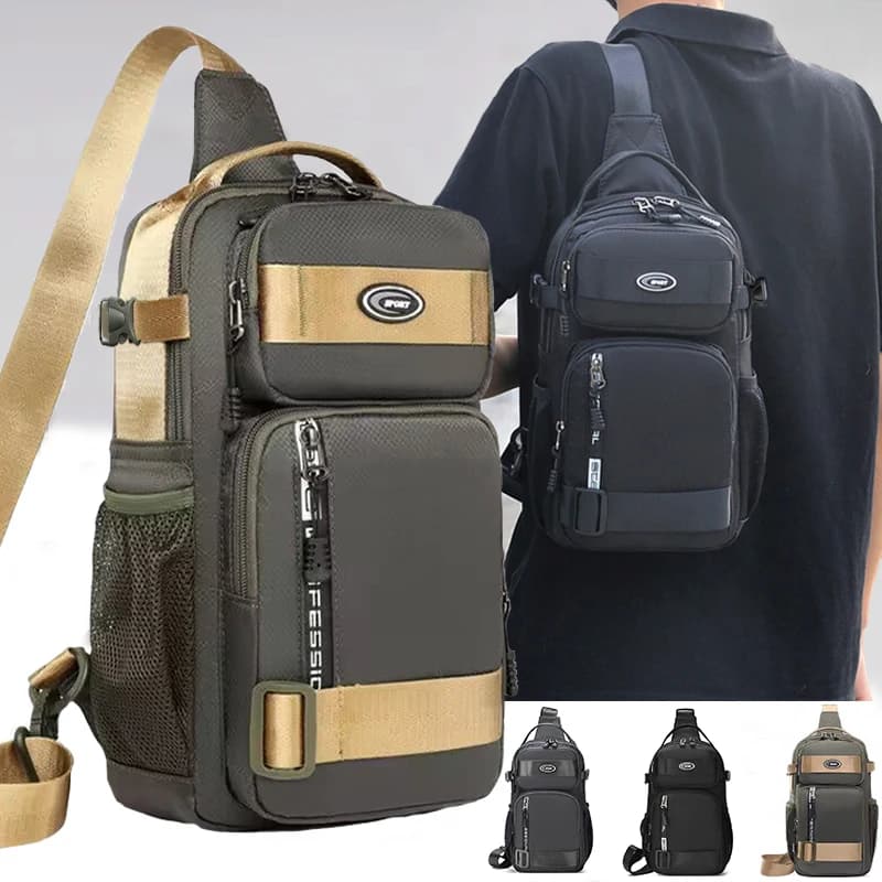 Sac à dos d'équitation pour hommes, sac de poitrine pour hommes, sac à bandoulière simple décontracté pour hommes, sac à bandoulière léger et de grande capacité