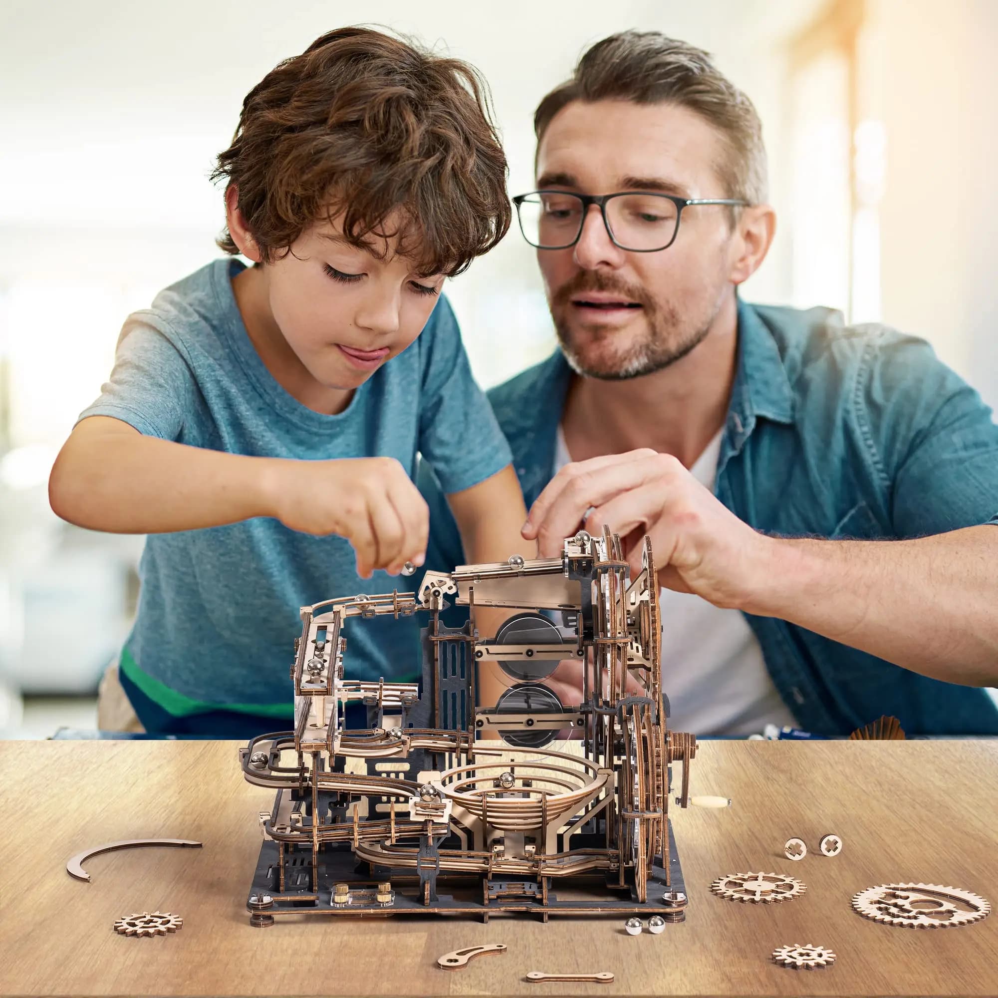 ROKR Marble Night City 3D Puzzle en bois à assembler, modèle de moulin à eau, jouets pour adultes, cadeau d'anniversaire