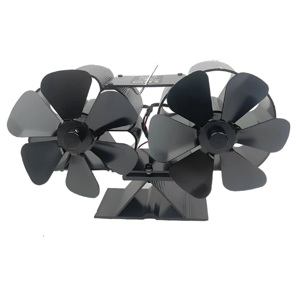 Ventilateur de poêle à bois alimenté par la chaleur, double moteurs silencieux, 6 pales, ventilateur de cheminée Non électrique activé par la chaleur avec support et thérapie magnétique