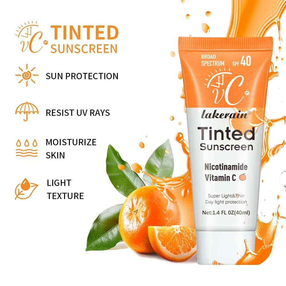 Fond de teint crème solaire à la vitamine C, vitamine E, éclaircissant et filtrant, retarde le vieillissement et réduit les ridules de la peau
