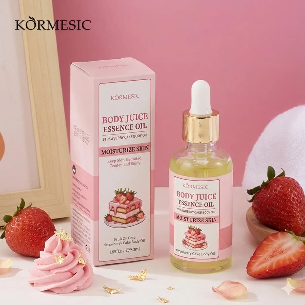 KORMESIC Huile corporelle gâteau aux fraises - Hydratant Hydratant Nourrissant Peau Parfum sucré longue durée pour tous les types de peau