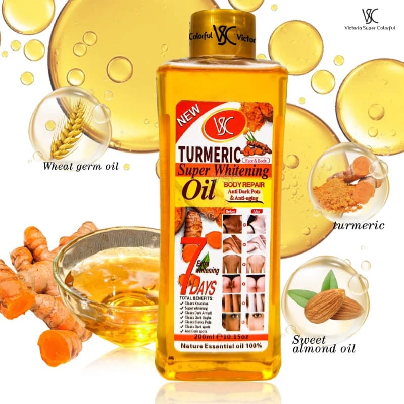 Huile Corporelle Multifonctionnelle au Curcuma et Vitamine C, Papaye et Rose – Huile de Massage Hydratante en Profondeur, Non Grasse, Hydratation Longue Durée, Soin Corporel Éclatant