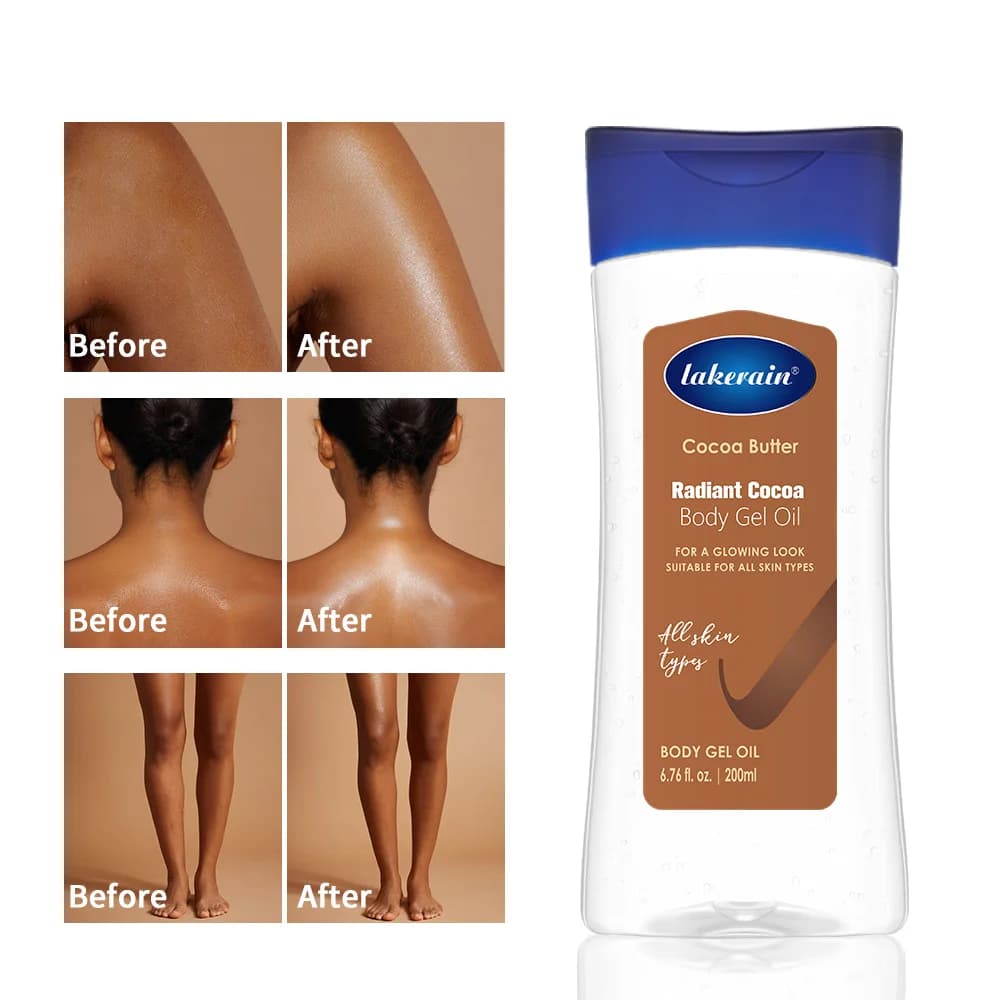 Gel corporel radiant au cacao, huile hydratante pour peau brillante, huile de Gel pour le corps, beurre de cacao, hydratation pour les soins de la peau sèche