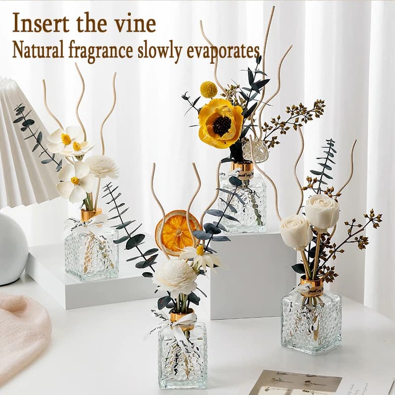20 bâtonnets diffuseurs de parfum en rotin, longs et ondulés, pour diffuseur d'huiles essentielles, décoration intérieure, parfum XXT002