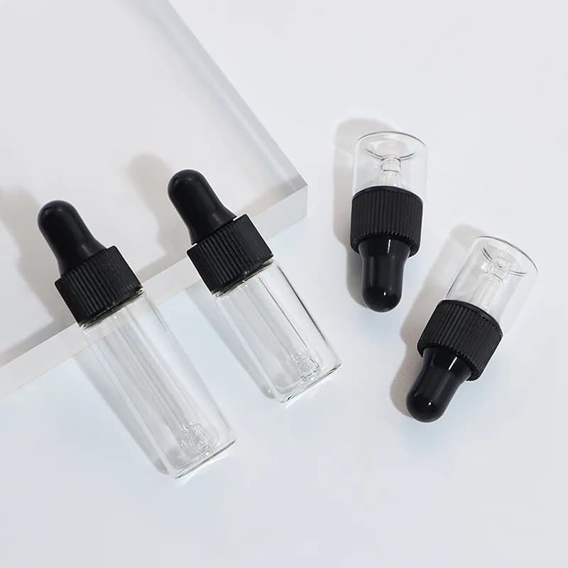 Petit flacon compte-gouttes Transparent de 1ml, 2ml, 3ml, huile essentielle, Essence, échantillon, verre divisé, récipient vide de 4ml, 5ml