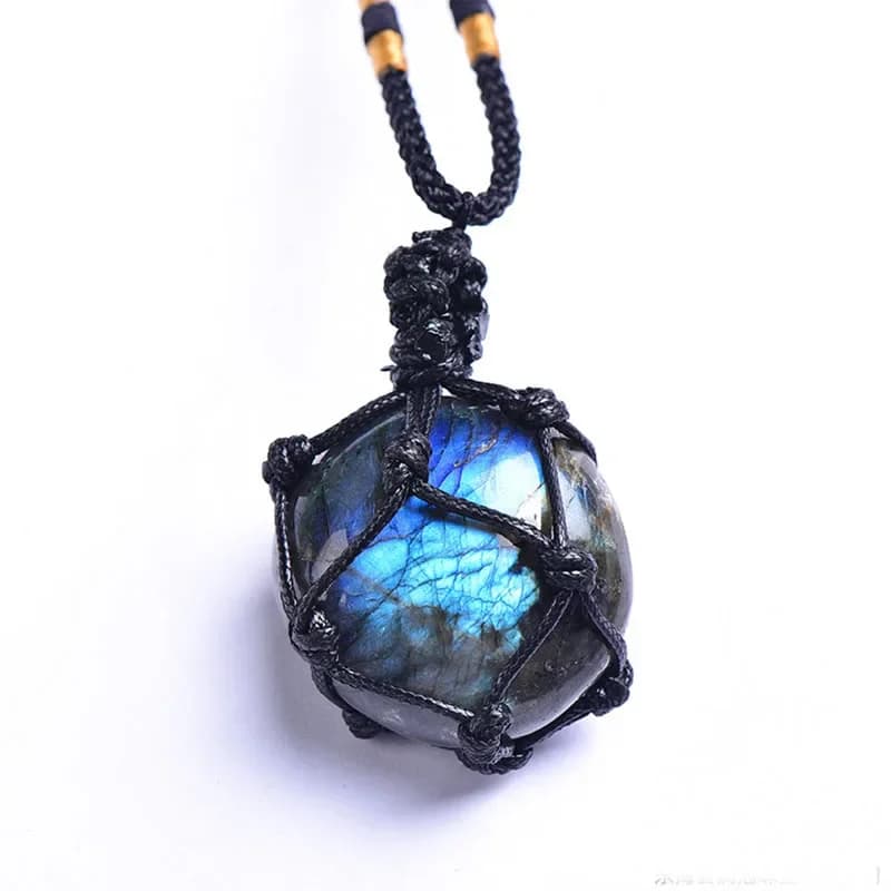 Pierre de lune en Labradorite naturelle, pierres de palmier polies, cristaux de guérison lumineux bleu brillant, décoration suspendue de Fortune