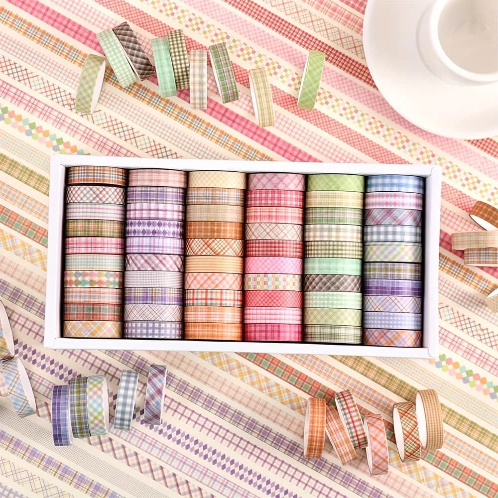 60 rouleaux de rubans Washi Vintage, ensemble de rubans de masquage décoratifs à rayures colorées pour bricolage, artisanat, journal, Scrapbooking