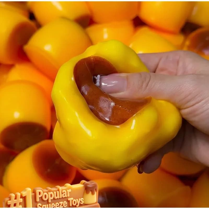 Balle à presser en forme de pudding, caramel croustillant, faite à la main, souple, portable, accessoire anti-stress DIY pour le soulagement du stress et le jeu de bureau mignon