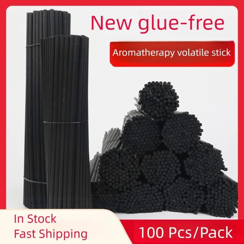 Bâtons de diffuseur d'aromathérapie épais en Fiber noire, recharge de parfum, 3mm x 20cm, 100 pièces/paquet