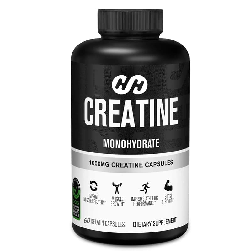 Capsules de créatine monohydrate 1000 mg - Complément de créatine favorisant la croissance musculaire, 60 capsules, 30 portions, capsules végétariennes