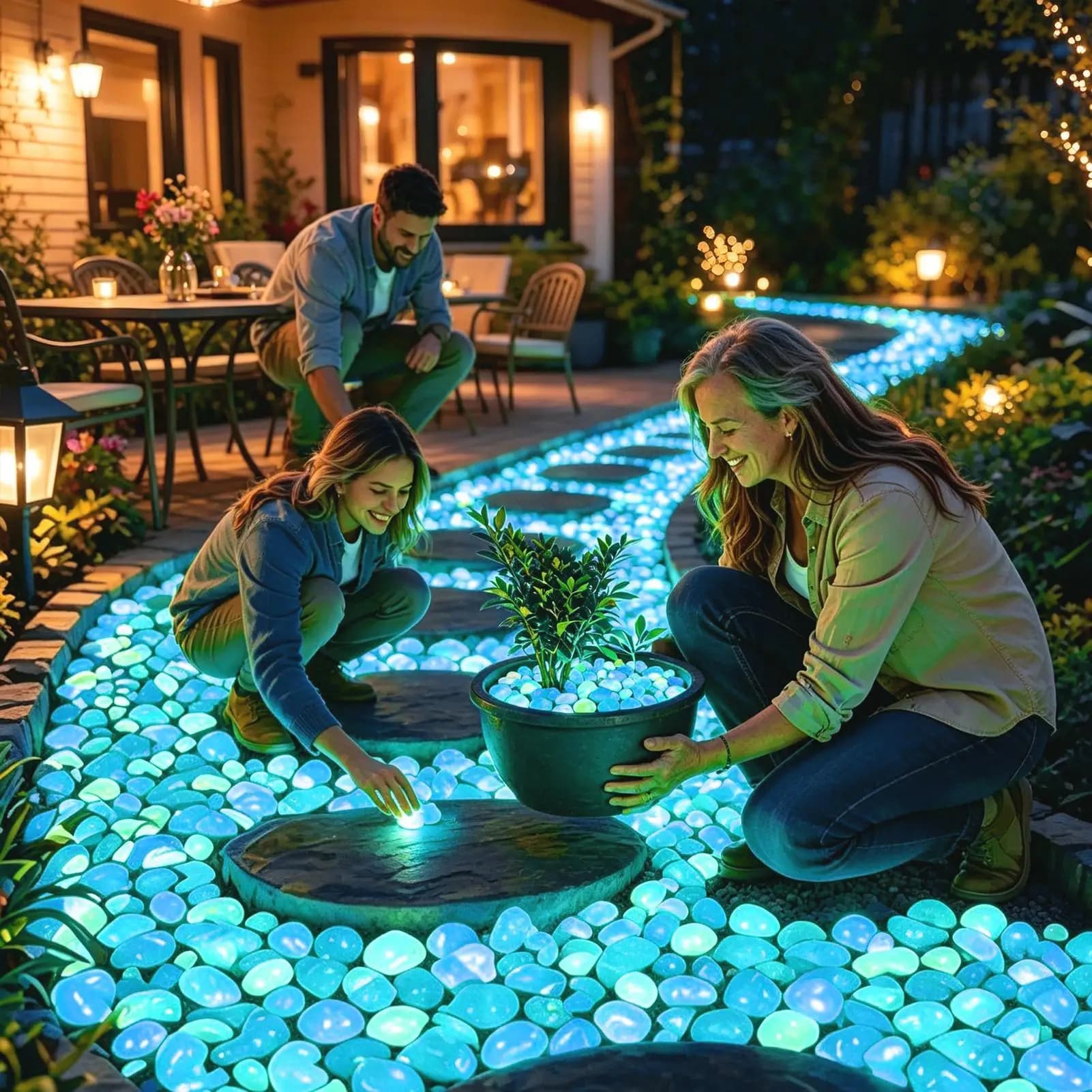 200 pièces de galets lumineux pour jardin, pierres lumineuses pour aménagement extérieur, galets pour cour, allée, aquarium