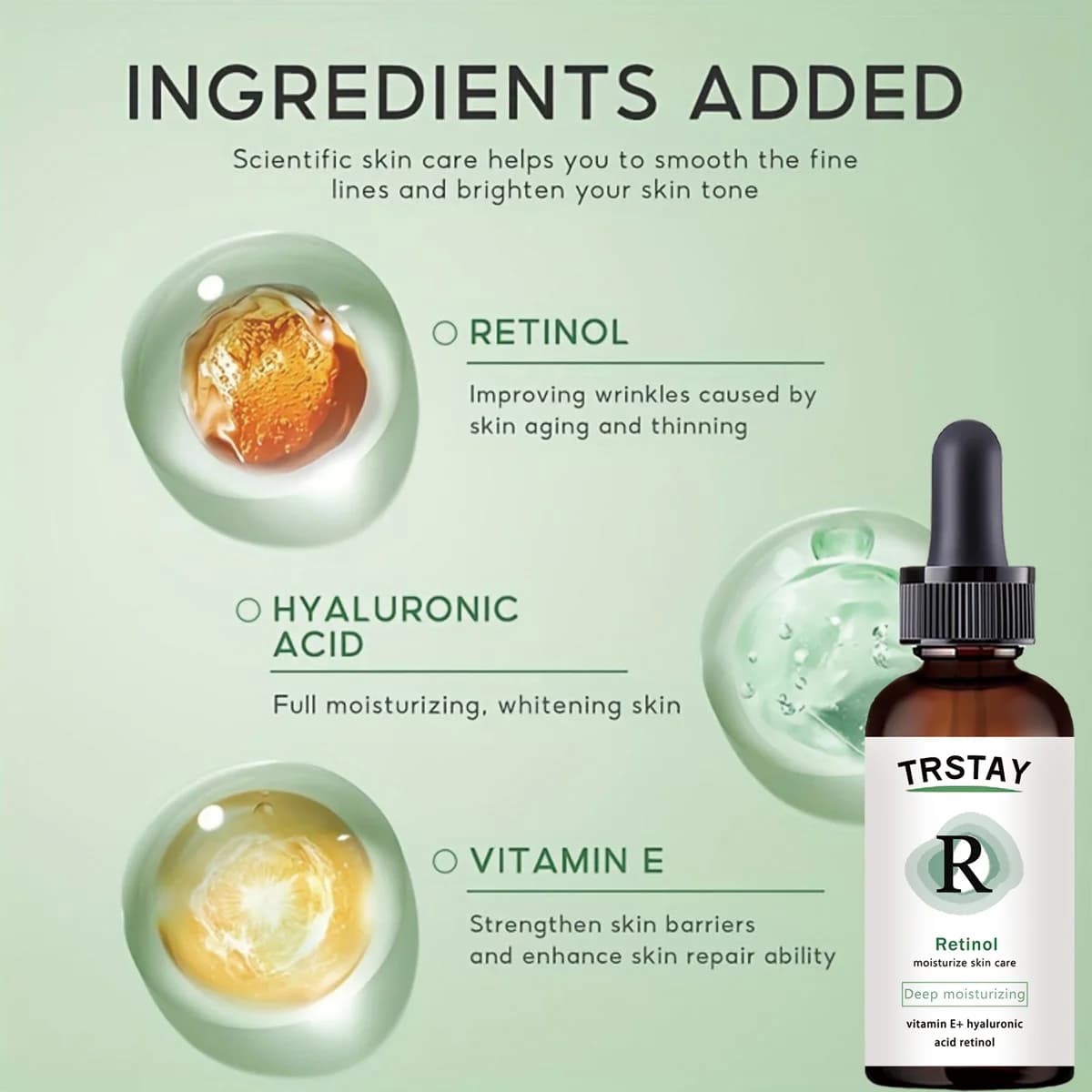 Huile essentielle de retinol au squalane 2,5%, éclaircit le teint, hydrate, éclaircit la matité et resserre la peau