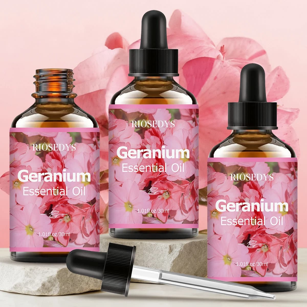 Huile essentielle de géranium, parfum naturel, convient aux massages corporels, aux soins capillaires et aux diffuseurs.