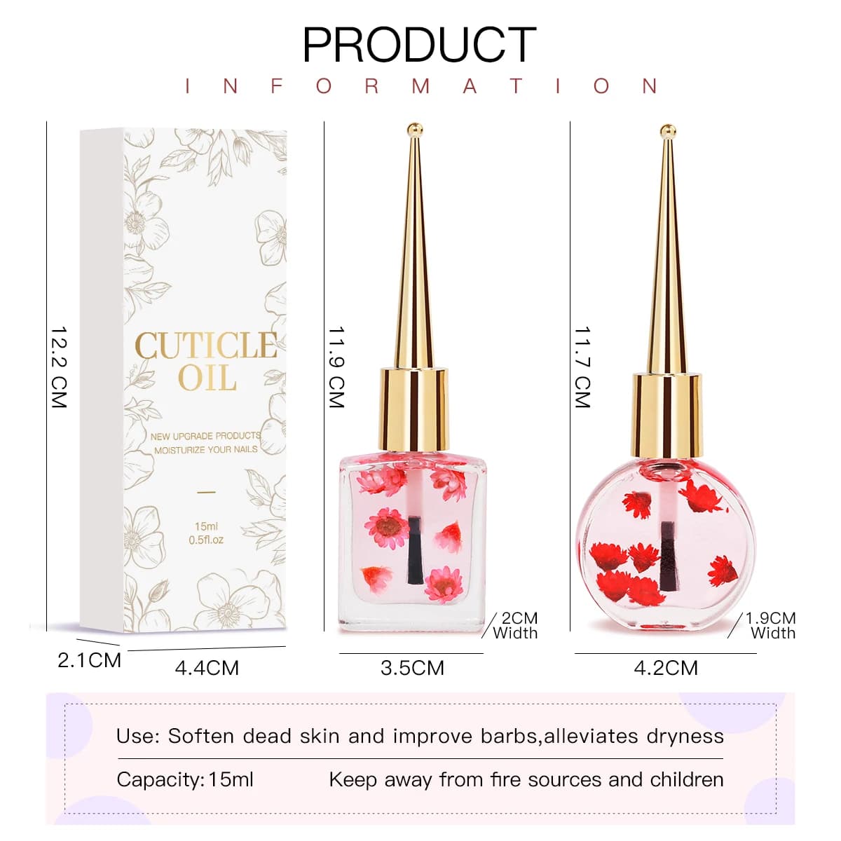 IDadvocate COLOR-Huile parfumée pour le soin des ongles, huile naturelle avec de vraies fleurs, 15ml, bio, N64