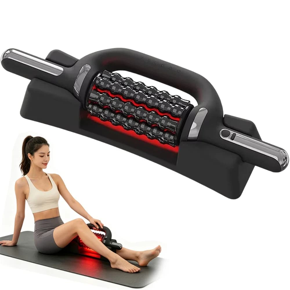 Masseur à rouleaux électrique avec fonction lumière rouge, relaxation musculaire profonde, soulagement de la fatigue générale, rechargeable