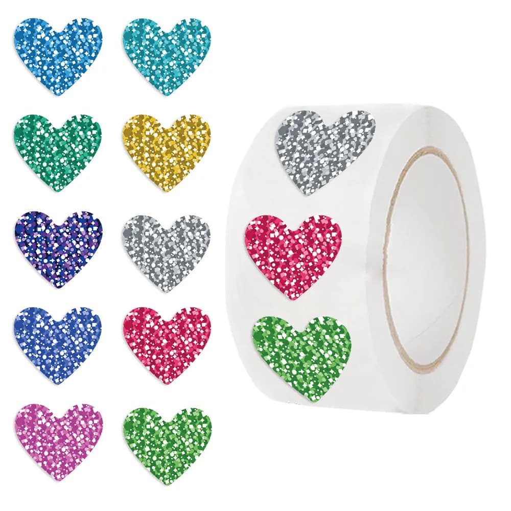 500 autocollants en forme de cœur pour enfants, pour scrapbooking, décoration de coques de téléphone, boutique RecordingYourLife