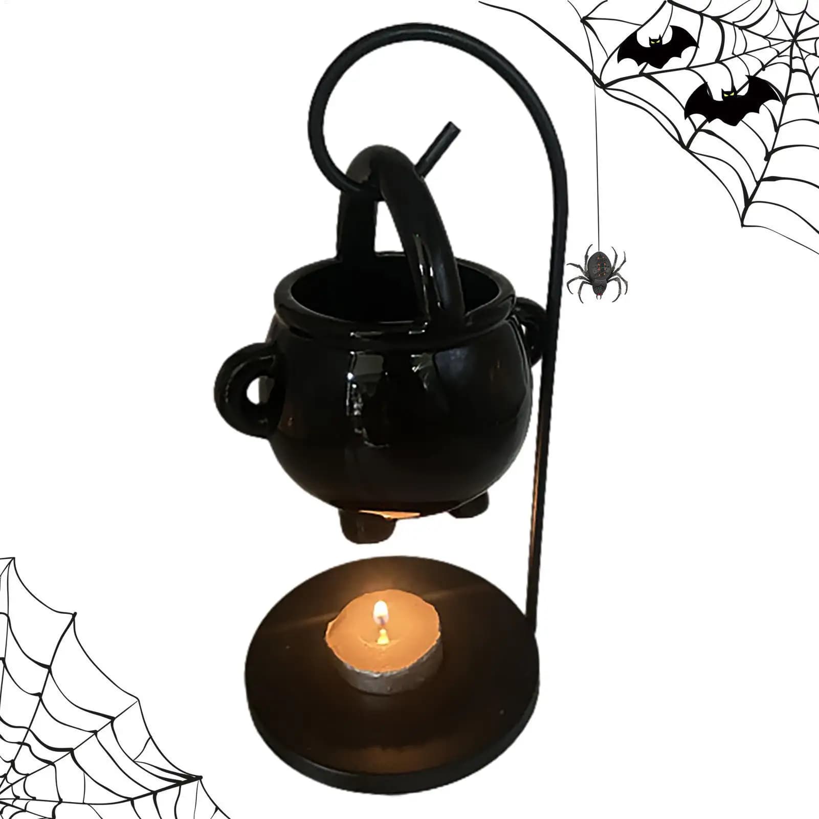 Brûleur à huile en forme de chaudron de sorcière suspendu, pot de chaudron de sorcière, porte-bougie, brûleur d'encens, diffuseur d'huiles essentielles pour la décoration de la maison