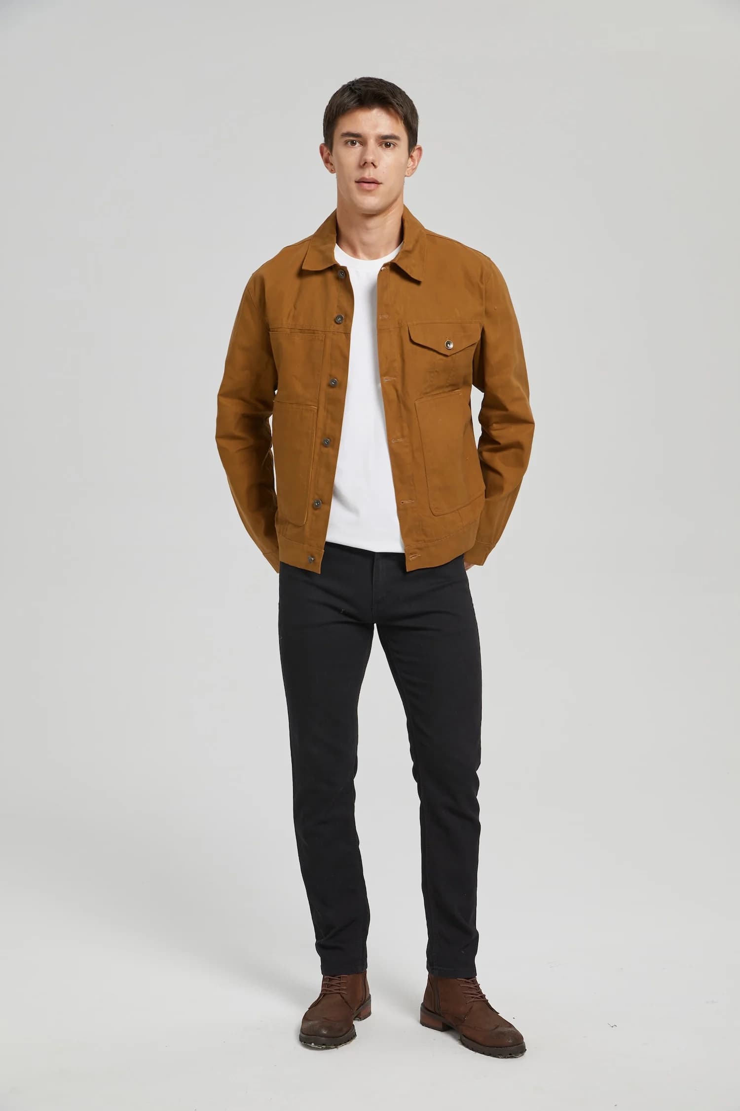Pelle d'huile toile cirée courte doublée Cruiser tissu en étain mode occidentale Cowboy vêtements de travail daim